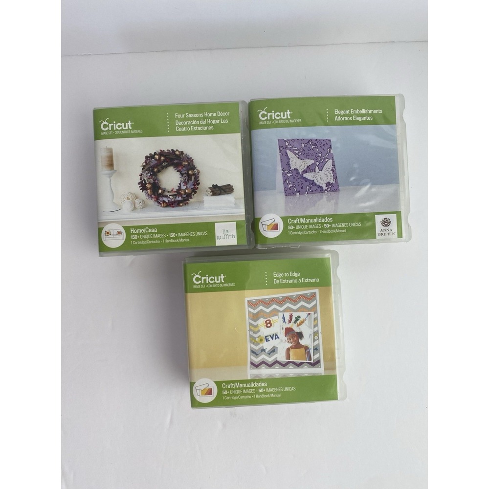 Cricut Cartridge Set Of 3 Edge To Edge, Elegant Embellishments, Four Seasons New